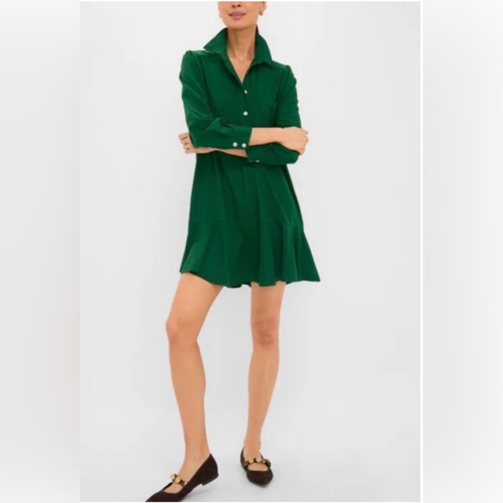 Tuckernuck Callahan Crepe Hunter Green Shirt Dress size XXS - Picture 11 of 11